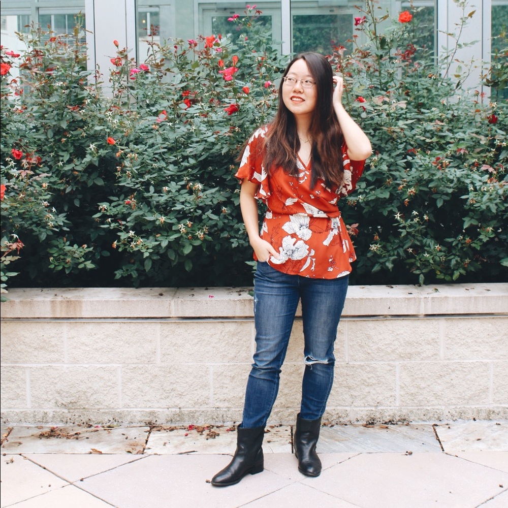 Floral wrap top